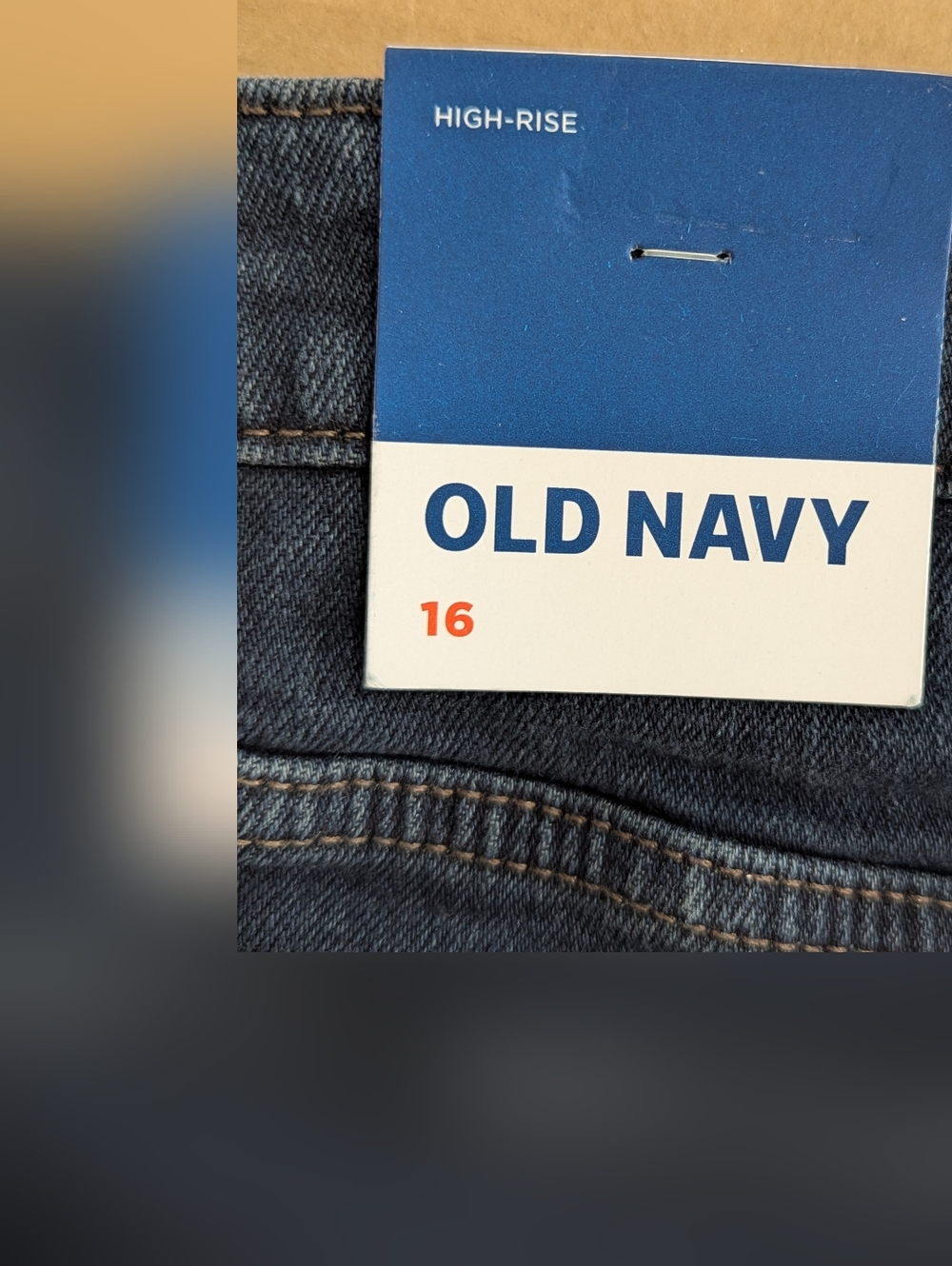 Old Navy Blue Denim High-Rise Frayed Hem Jeans Mini Skirt Sz 16 *NWT - Picture 2 of 9